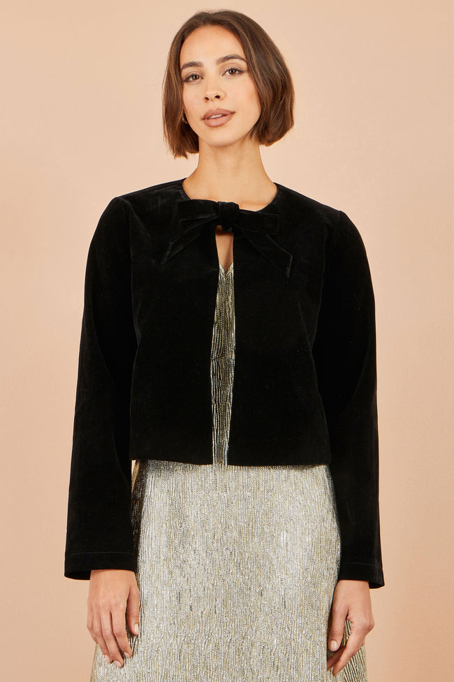 Yumi Black Velvet Bow Jacket