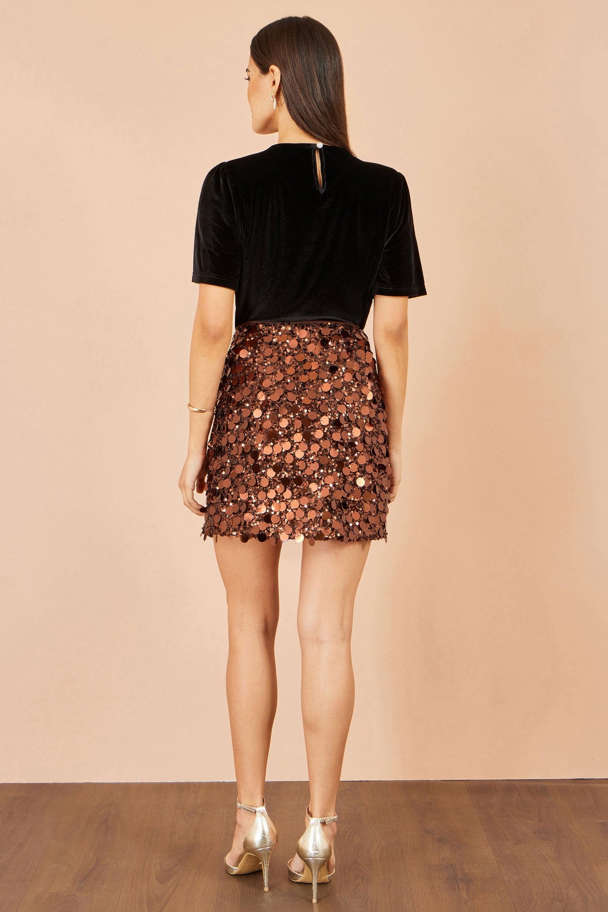 Yumi Black Velvet Embellished Neck Top