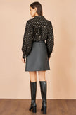 Yumi Black Faux Leather Wrap Skirt