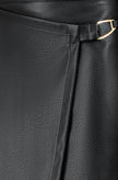 Yumi Black Faux Leather Wrap Skirt