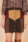 Yumi flerfarget patchwork-miniskjørt i cord