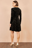 Yumi Black Velvet Skater Dress With Foil Star Print
