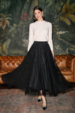 Yumi Black Diamonte Tulle Midi Skirt
