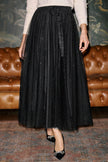 Yumi Black Diamonte Tulle Midi Skirt