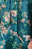 Yumi Green Floral Velvet Blouse With Tie Neckline