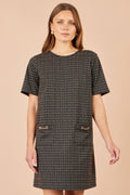 Yumi Brown Check Tunic With Buckles