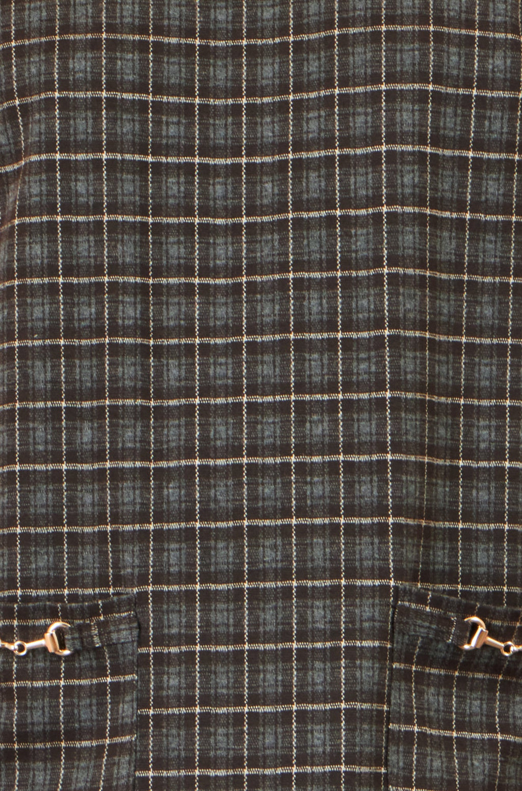 Yumi Brown Check Tunic With Buckles