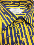 Yellow Stripe Print Design Short Sleeves Shirt