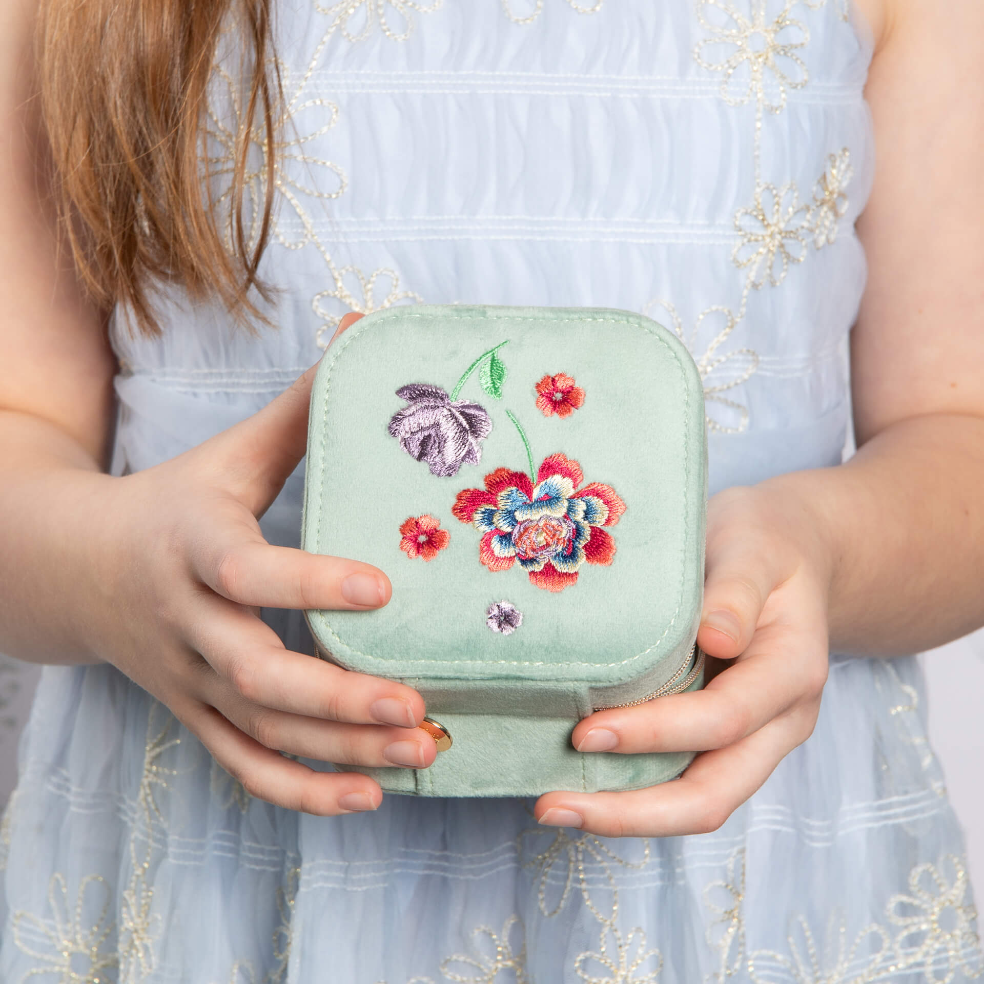 Laura Ashley Silver Elveden Embroidered Jewellery Box