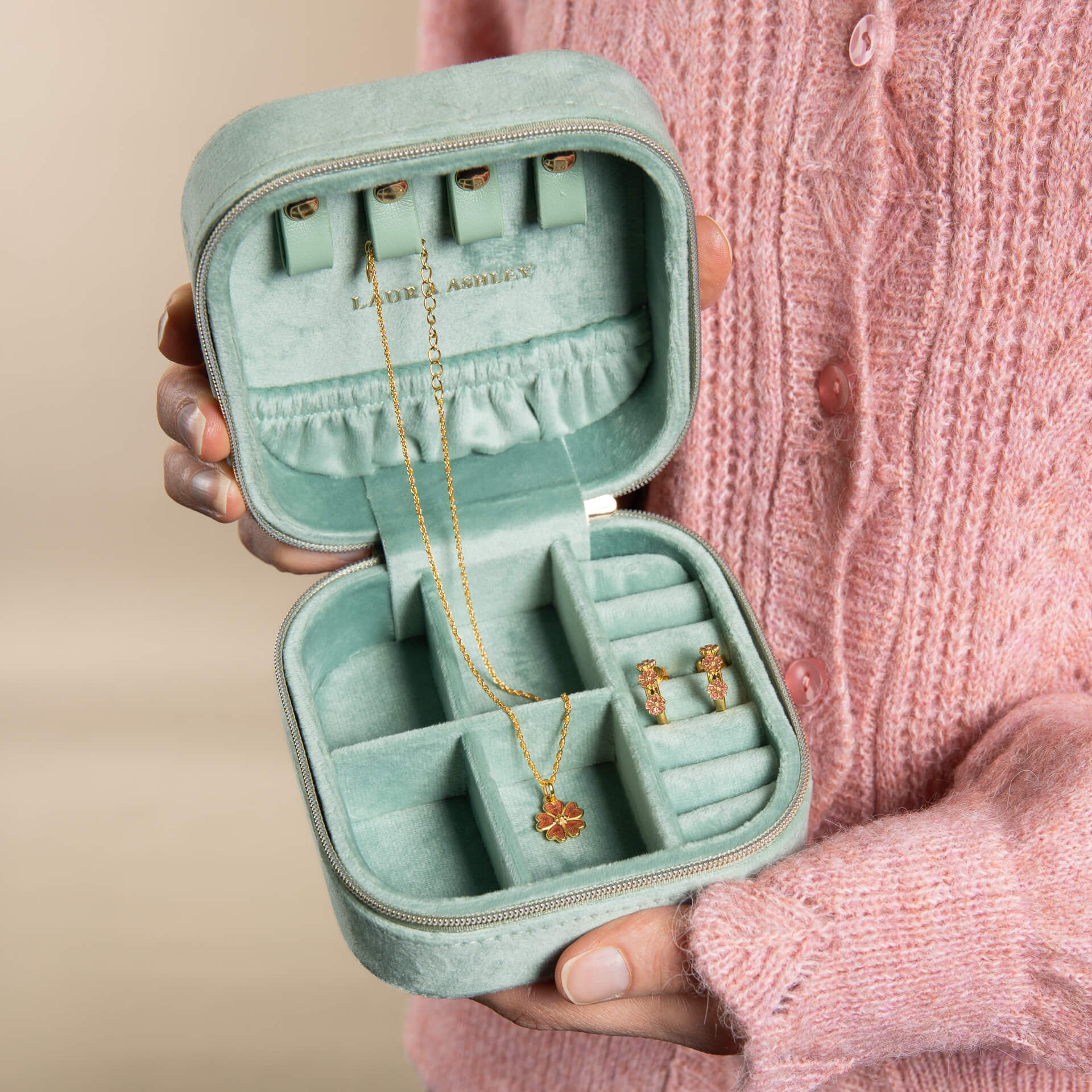 Laura Ashley Silver Elveden Embroidered Jewellery Box
