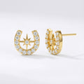 Zada Horseshoe Star Stud Earrings | 18K Gold Plated