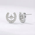 Zada Horseshoe Star Stud Earrings | Silver