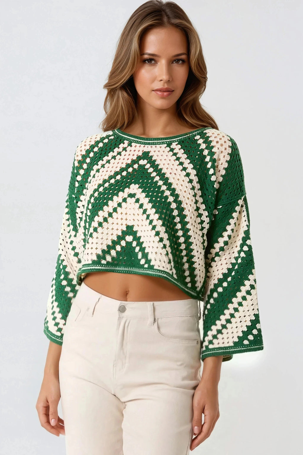 Green Crochet Cropped Top