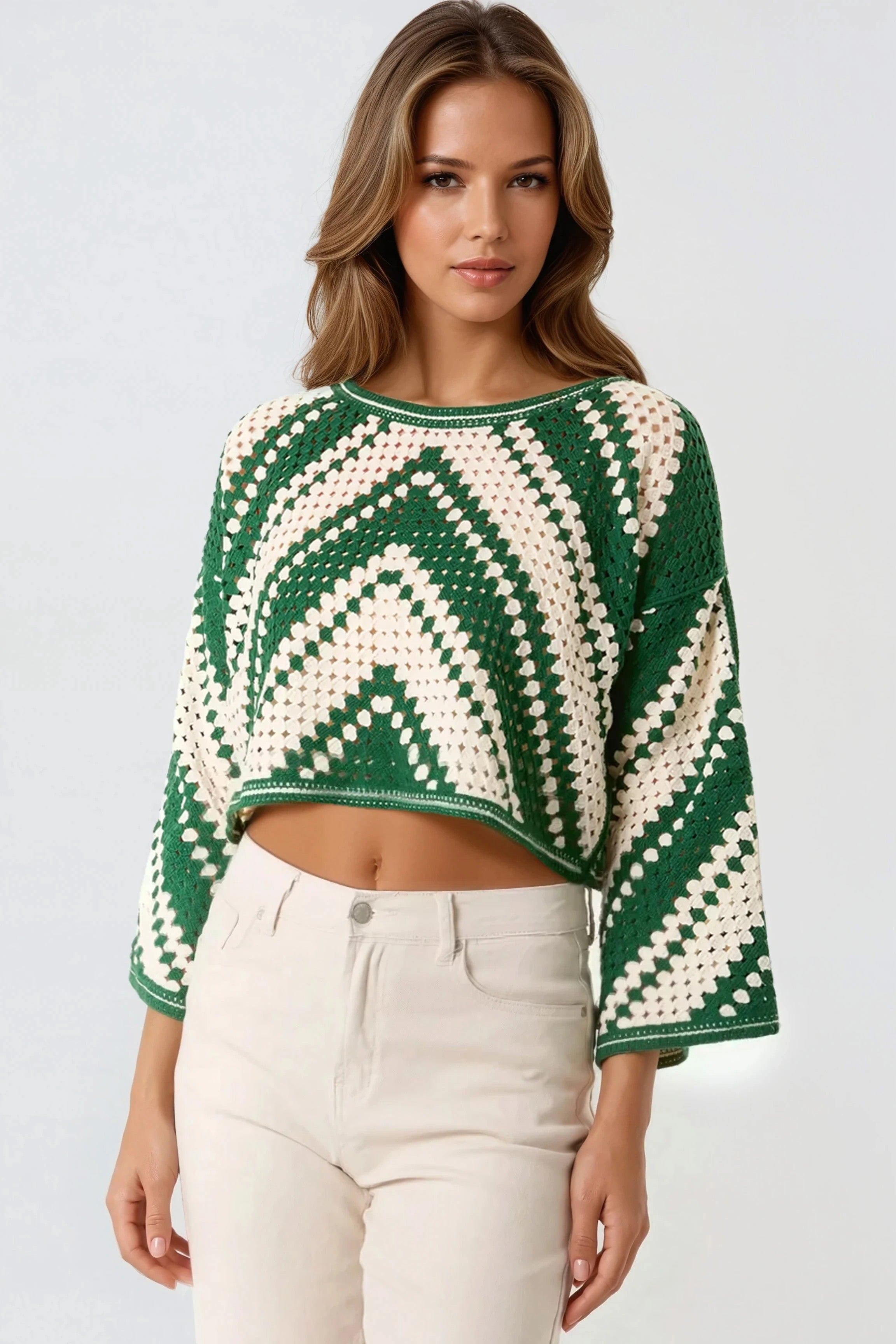 Green Crochet Cropped Top