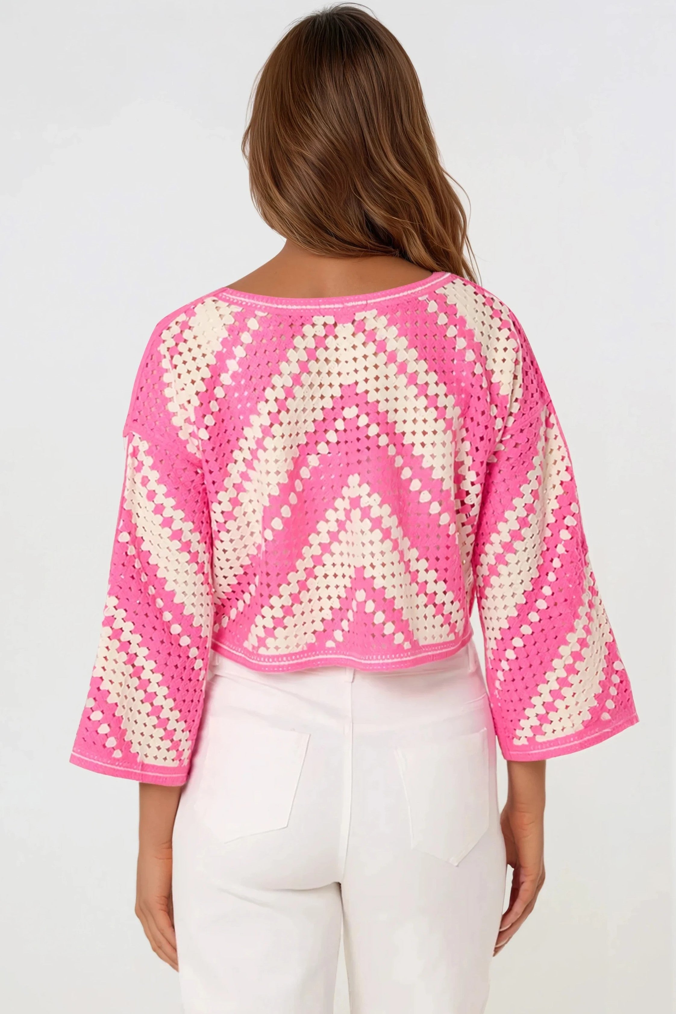Pink Crochet Cropped Top