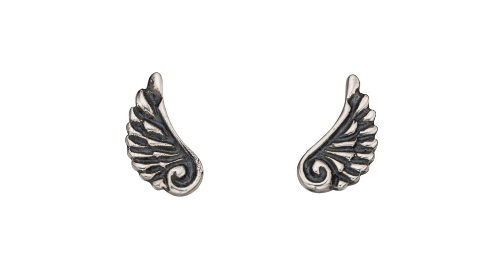 Beginnings Oxidised Angel Wing Stud Earrings