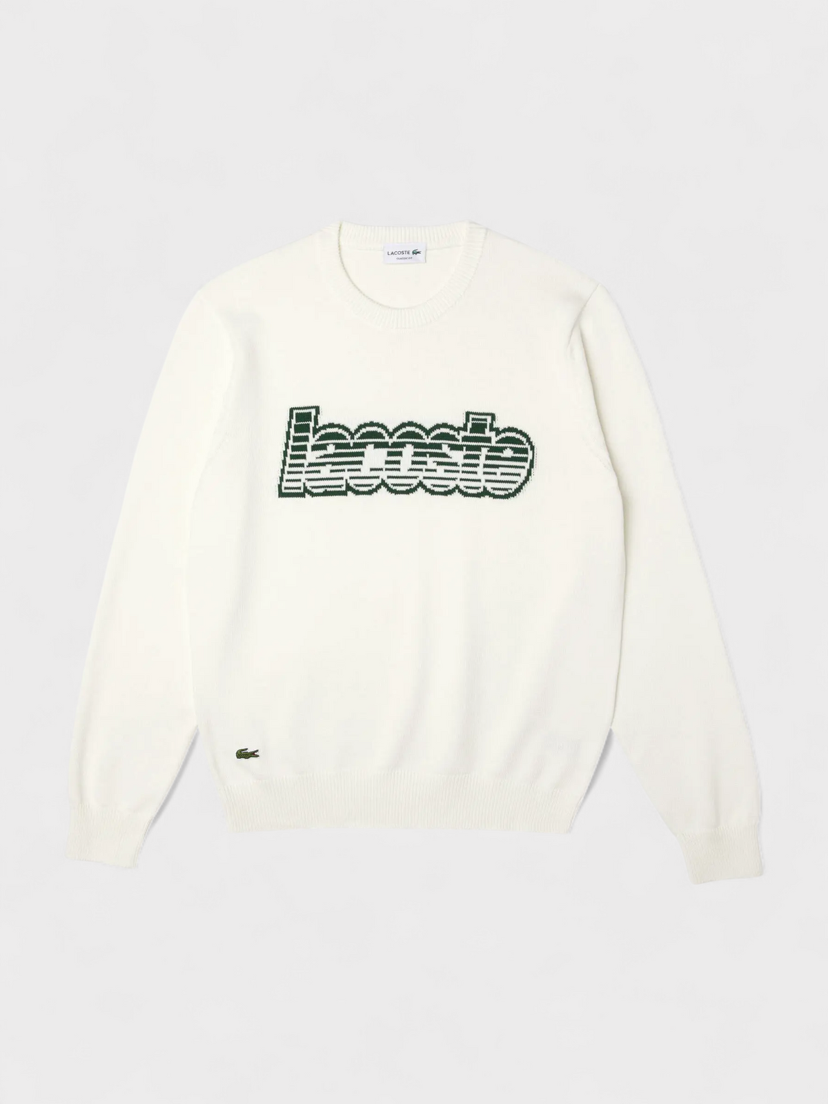 Lacoste Round Neck Sweater White Green