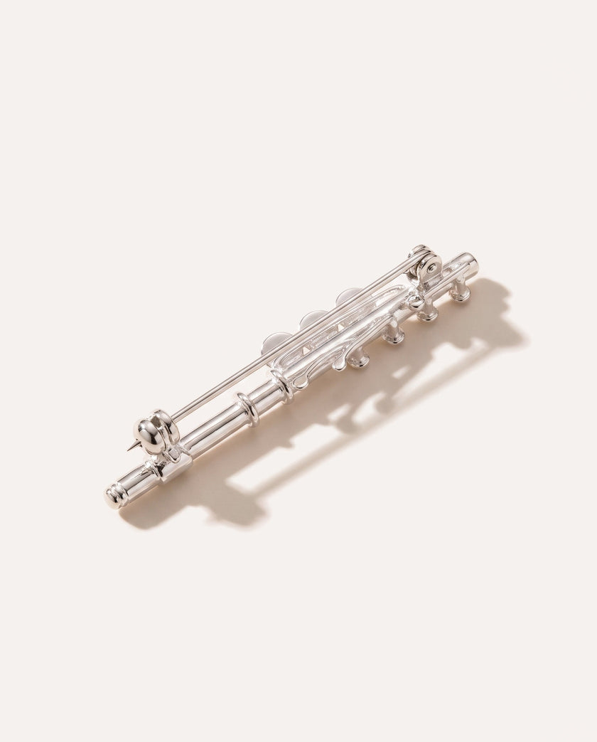 Amber & Silver Flute Brooch