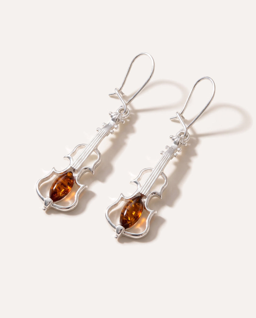 Amber Violin Dangle Earrings