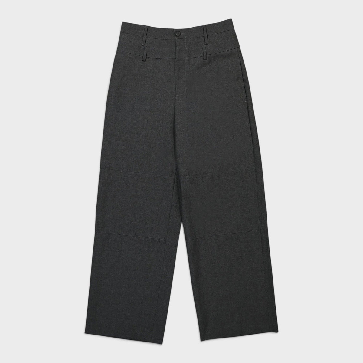 High Waisted Double Belted Wide Leg Trousers Grey