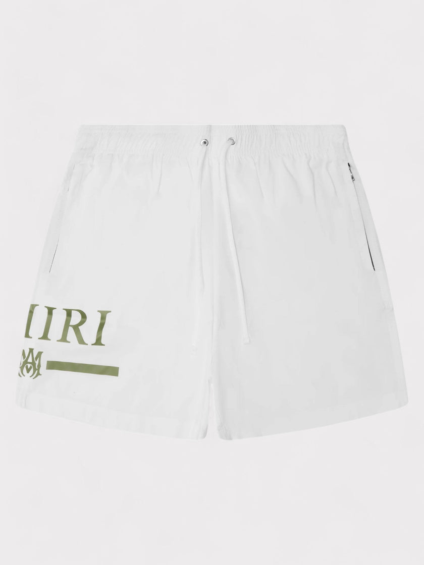 Amiri MA Bar Logo Swimshorts White / Khaki