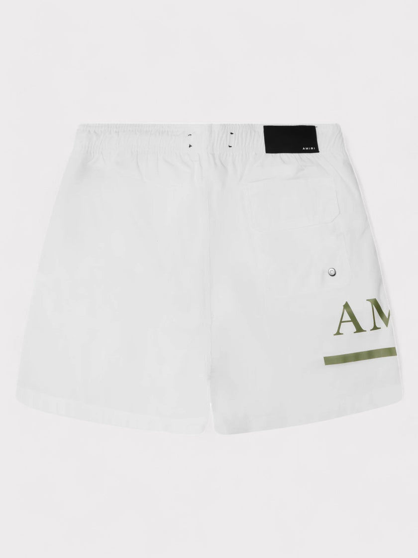Amiri MA Bar Logo Swimshorts White / Khaki
