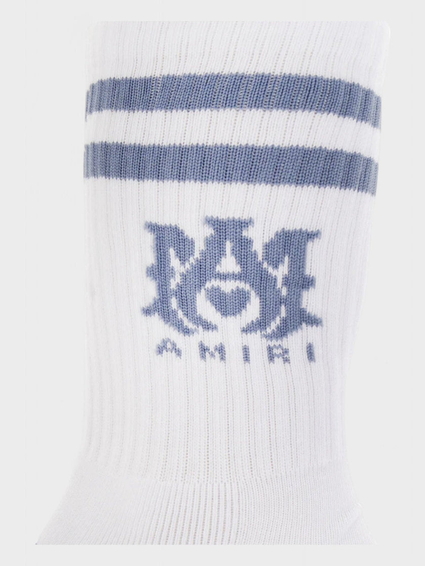 Amiri MA Stripe Socks White/Dusty Blue