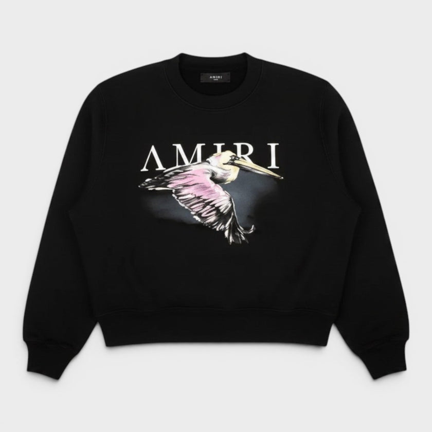 Pelican Watercolour Crewneck Sweatshirt Black