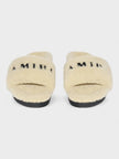 Amiri Shearling Fur Logo Slippers Beige