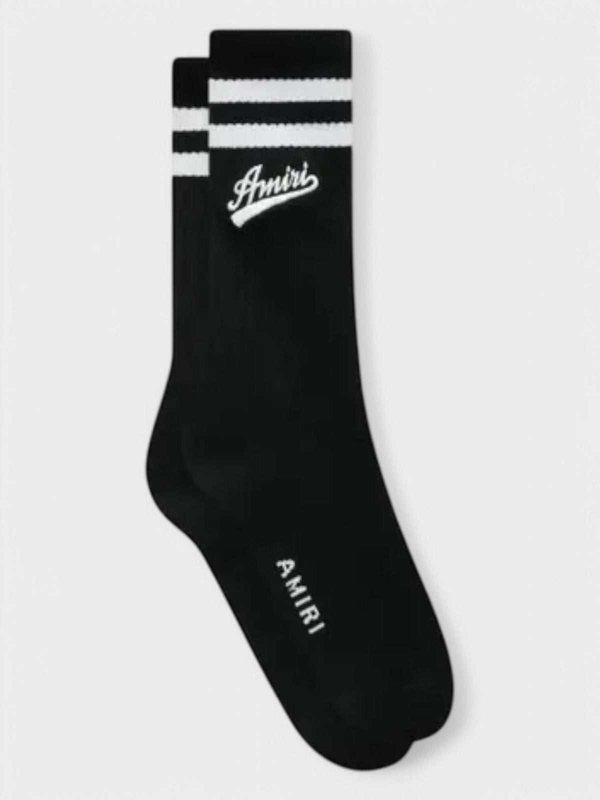 Varsity Script Sock Black White