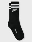 Varsity Script Sock Black White