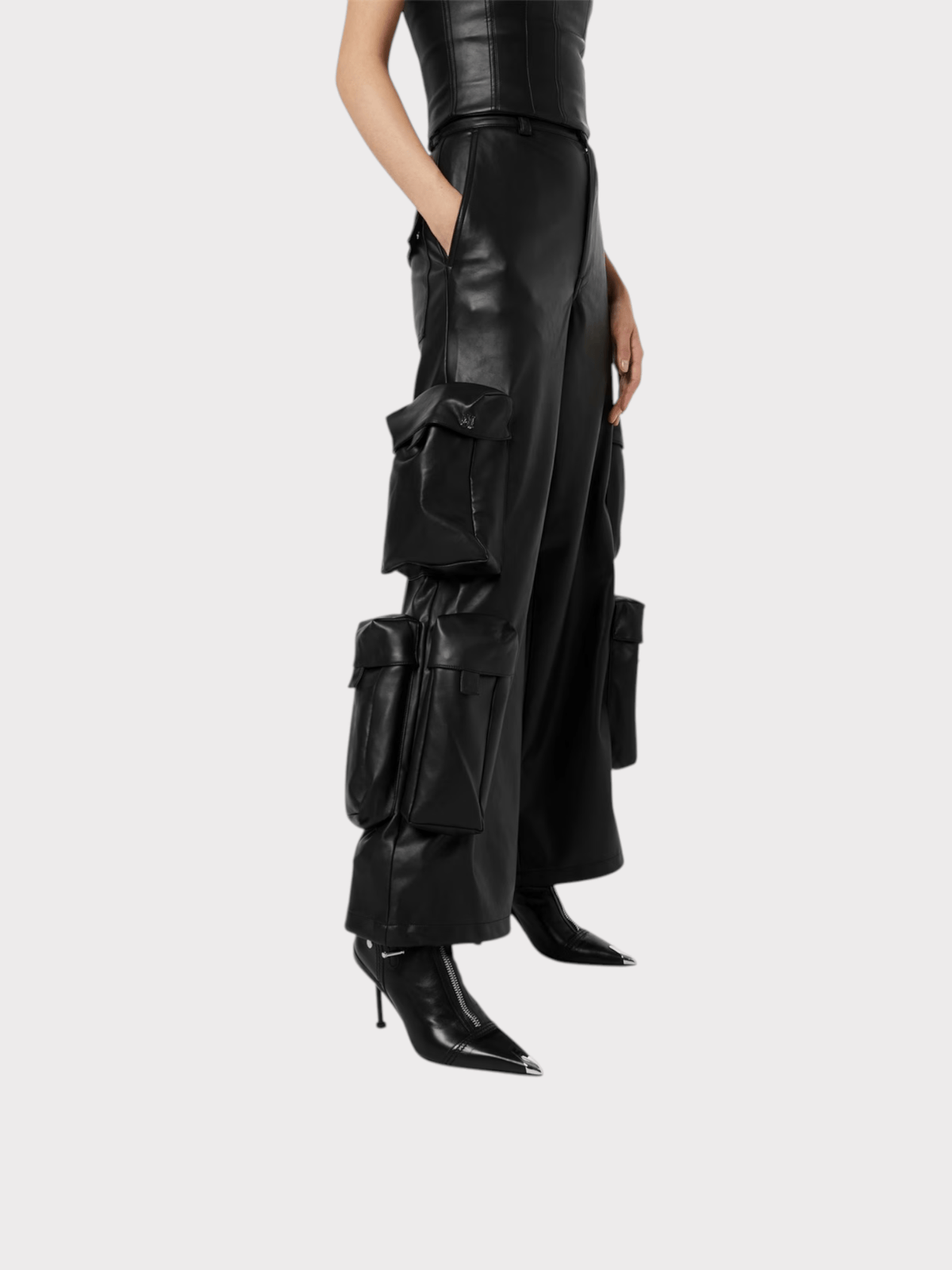 Amiri Wmns Leather Cargo Pant Black
