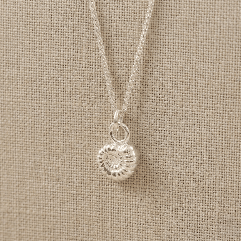 Ammonitfossil berlock i silver