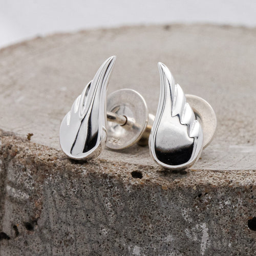 Angel Wing Silver Stud Earrings