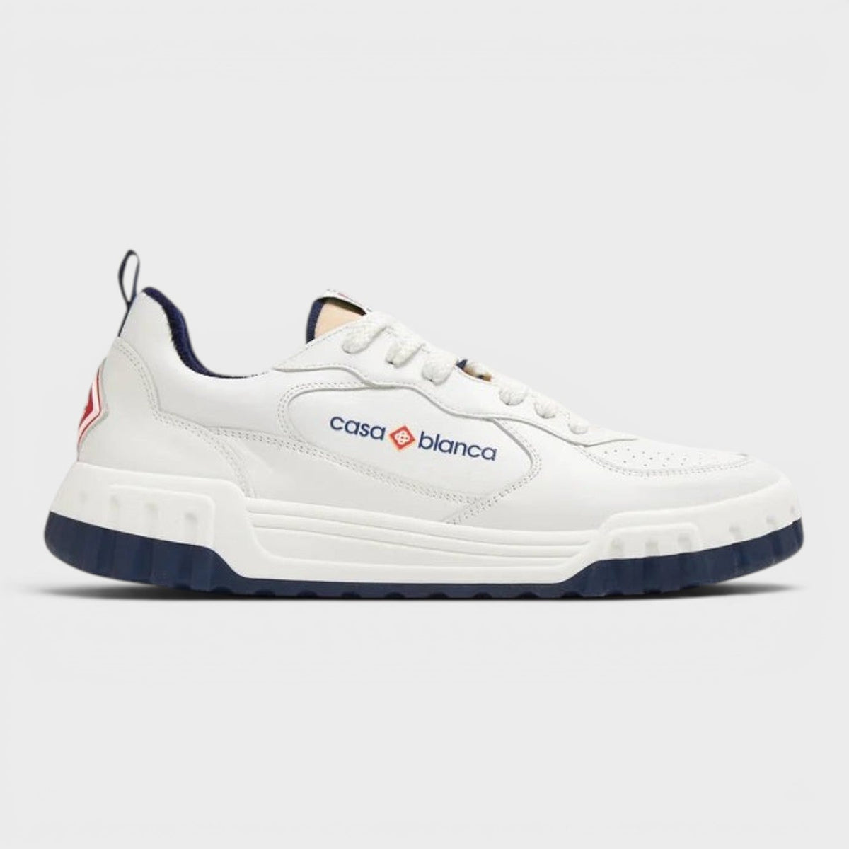 Logo Leather Court Sneaker Navy White