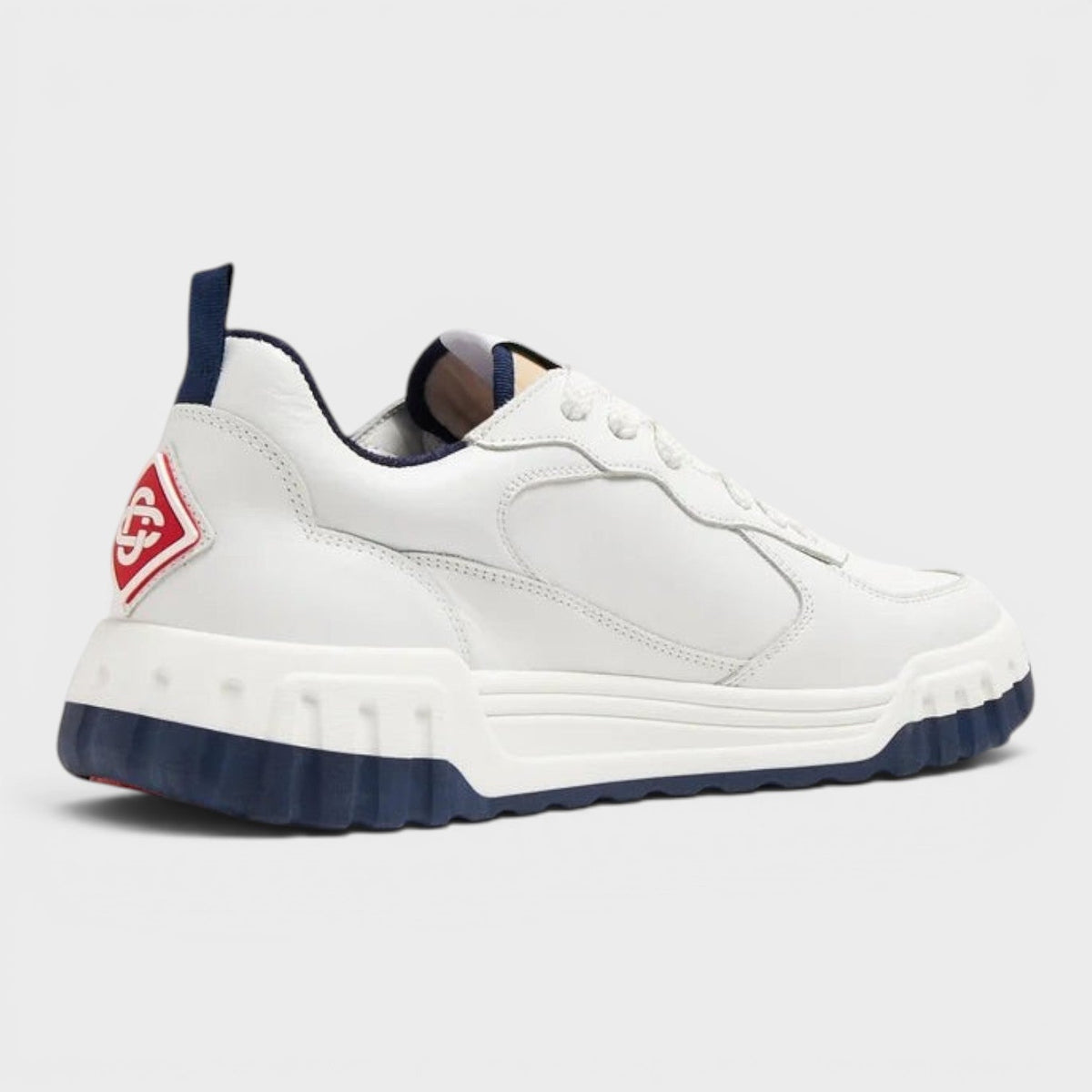 Logo Leather Court Sneaker Navy White