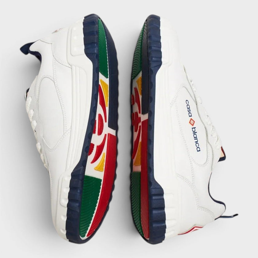 Logo Leather Court Sneaker Navy White
