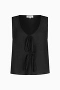 The Camilla Sleeveless Tie Top in black