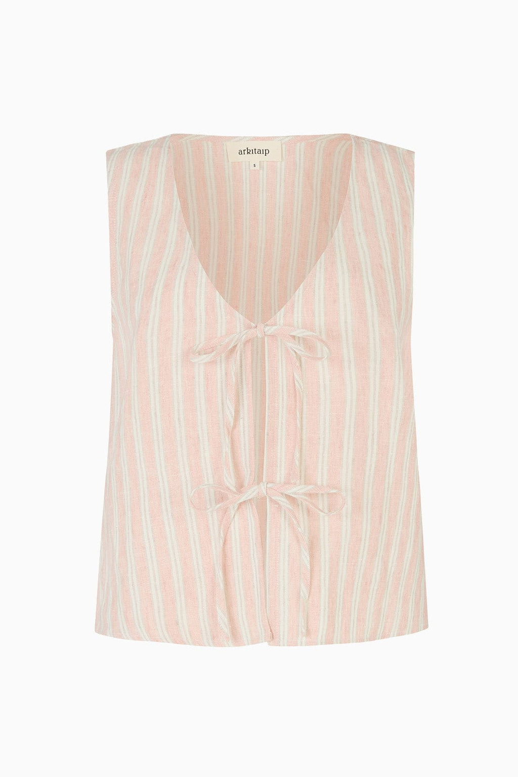 The Camilla Sleeveless Tie Top in striped rosé