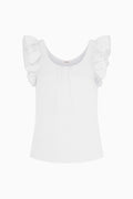 The Jeanne Ruffled Top in white