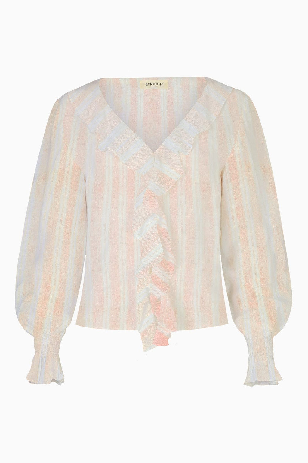 The Ophelia Ruffled Shirt in striped rosé