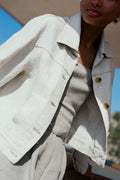 The Elba Cropped Jacket in beige