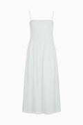 The Harlow Smocked Maxi Dress in white