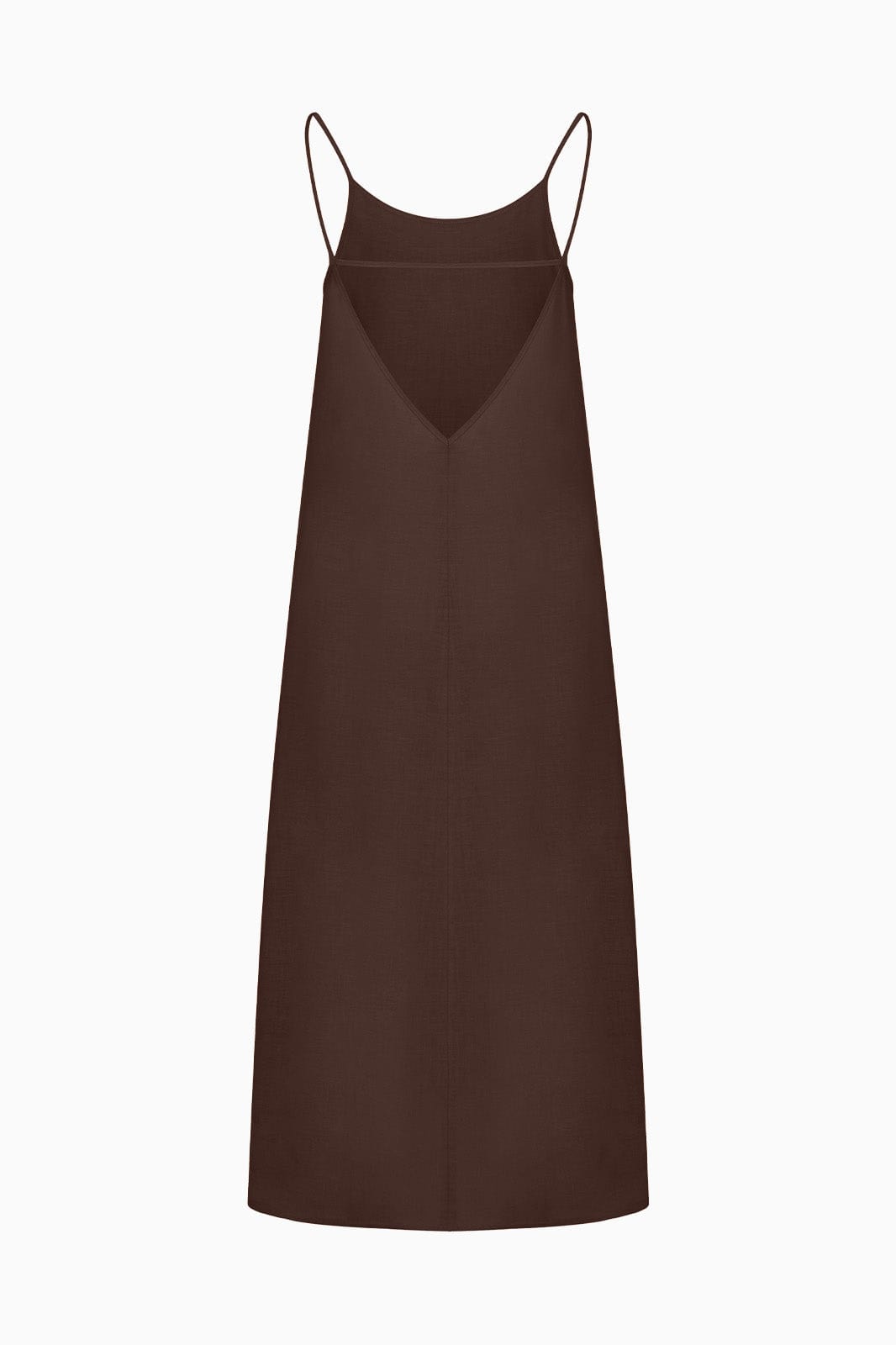 The Trude Linen Slip Dress in chocolate