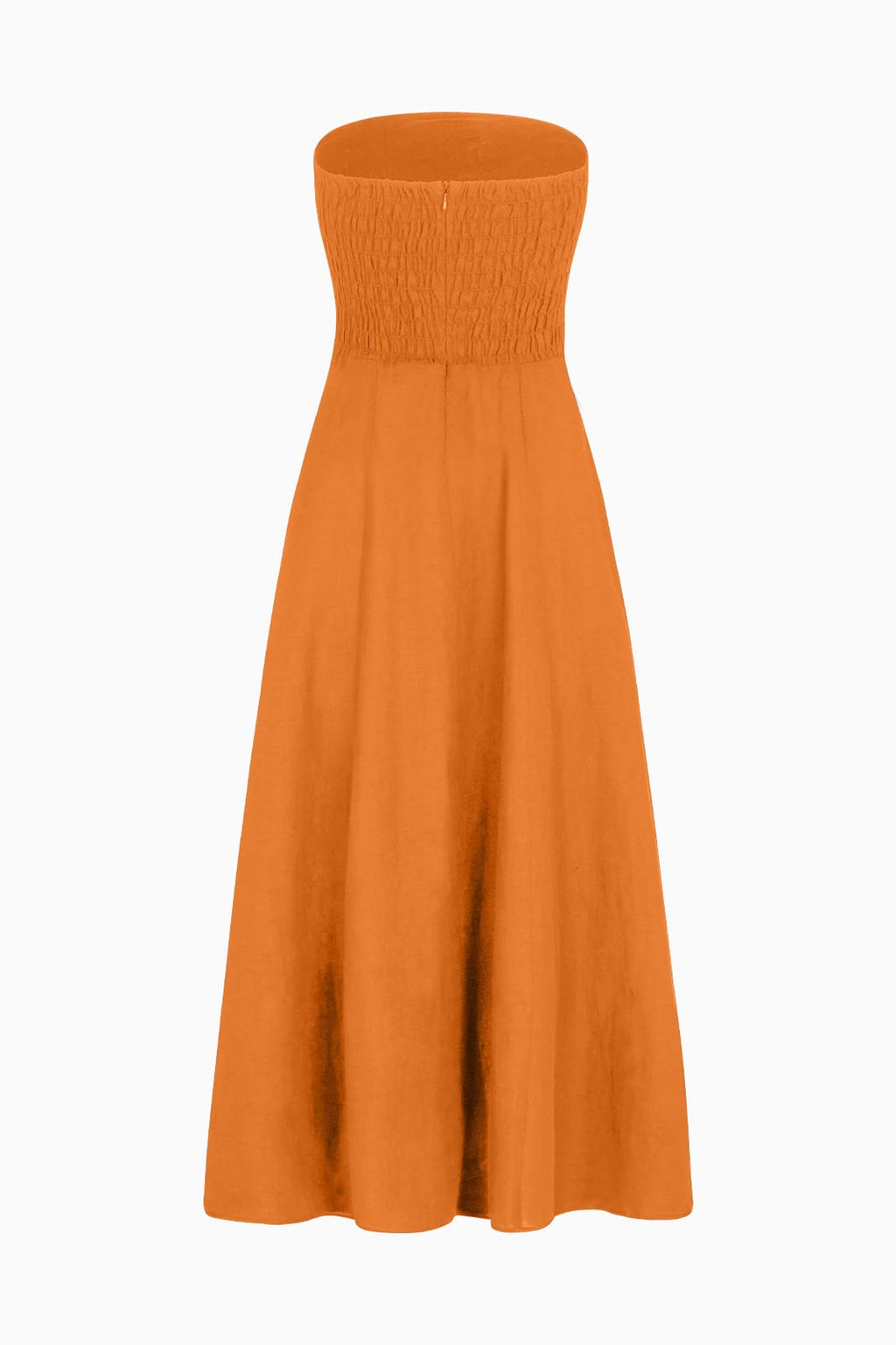 The Chiara Maxi Bandeau Dress in mango sorbet