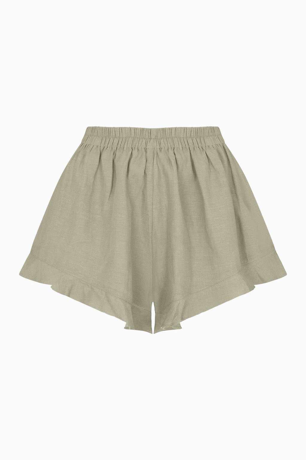 The Paula Ruffled Shorts in oatmeal