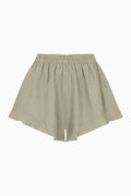 The Paula Ruffled Shorts in oatmeal