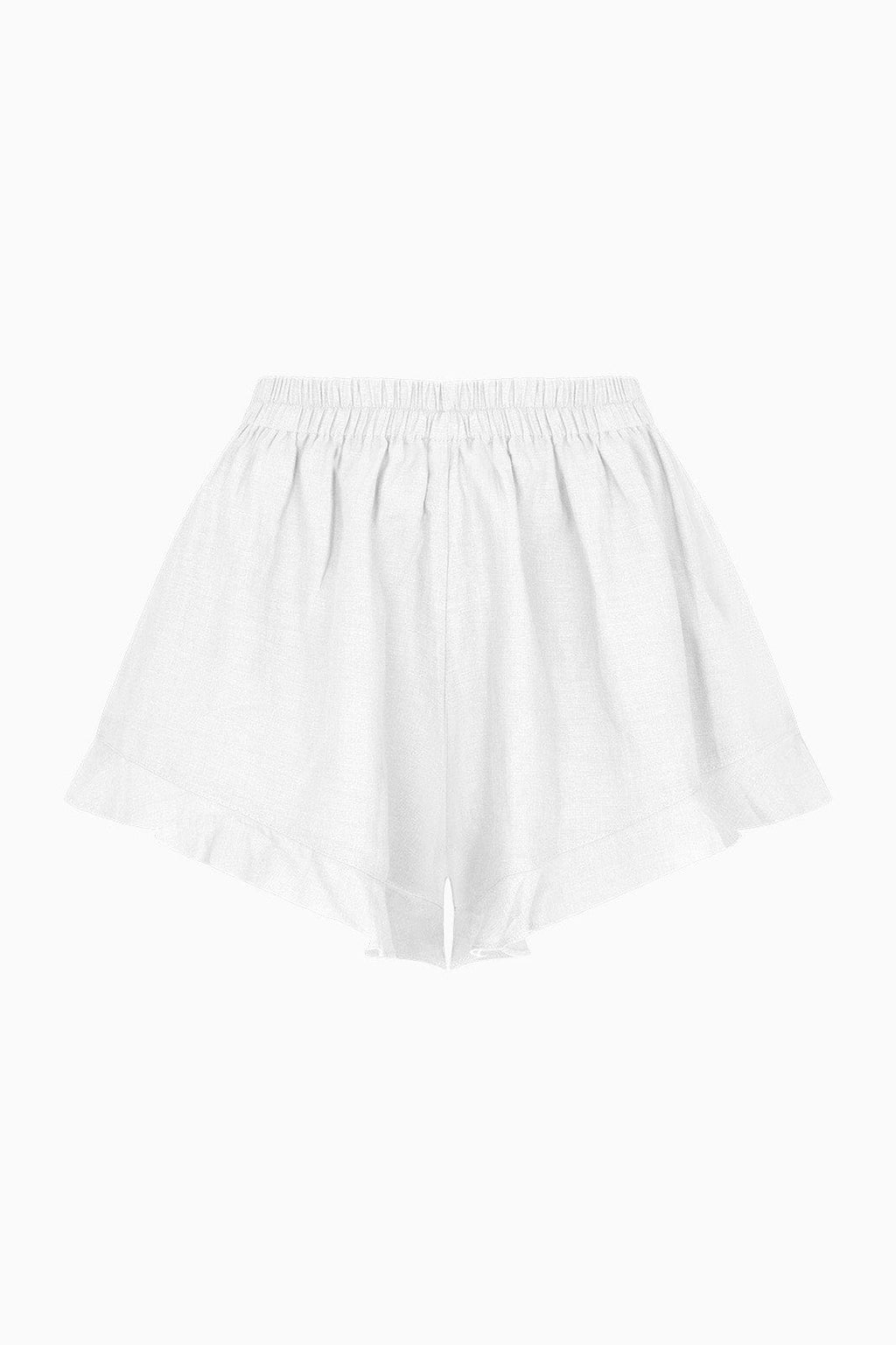 The Paula Ruffled Shorts in white