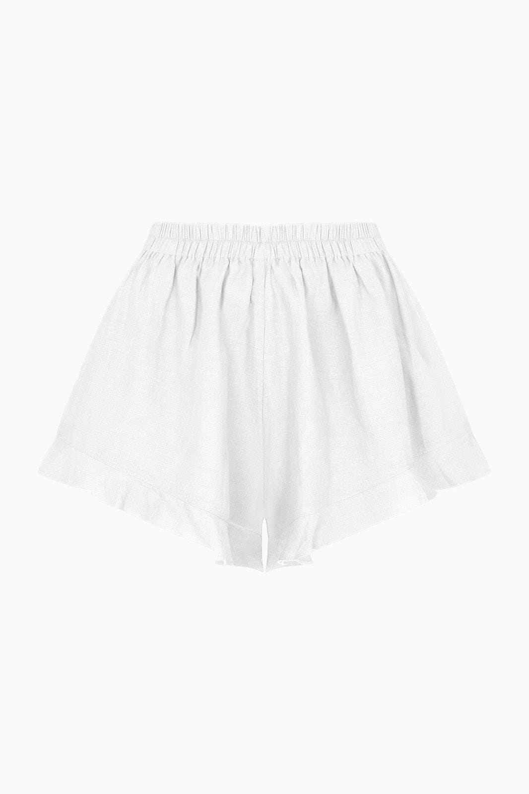 The Paula Ruffled Shorts in white