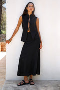 The Arabella Bias-Cut Maxi Skirt in black